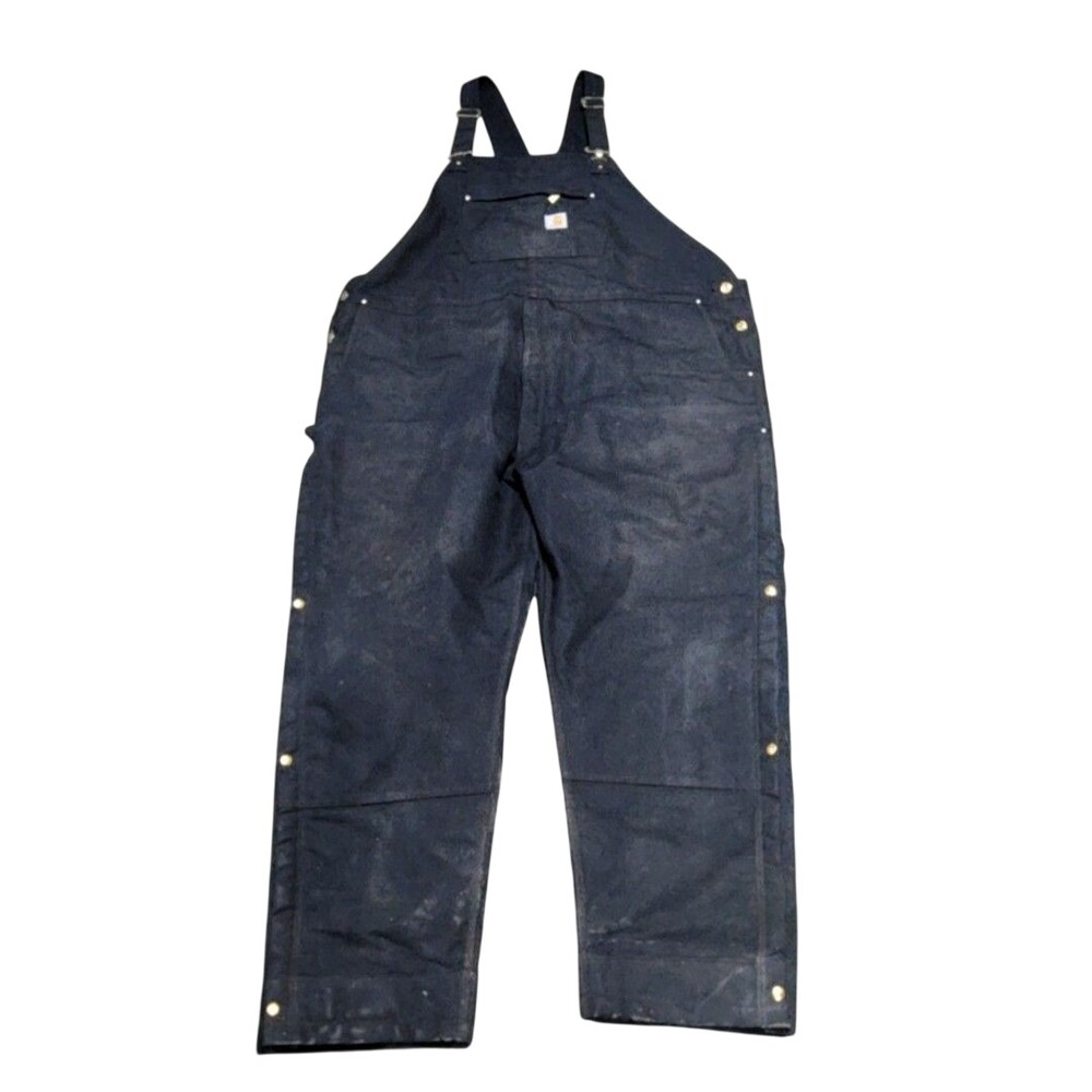 Carhartt Bib Overalls Mens 4XL Tall Black Insulated Canvas Workwear OR6672-M